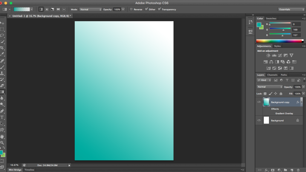 Screenshot of clear gradient 