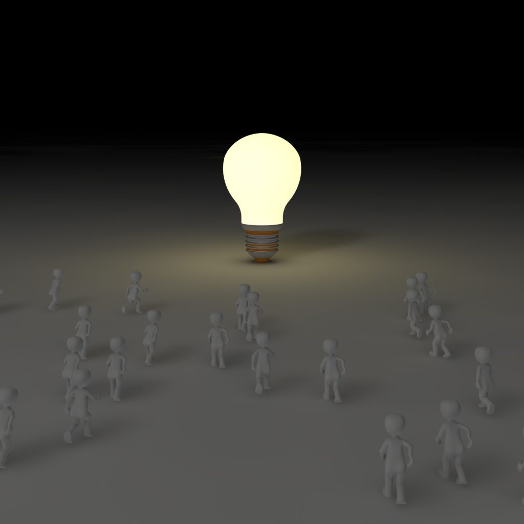 people towards lightbulb