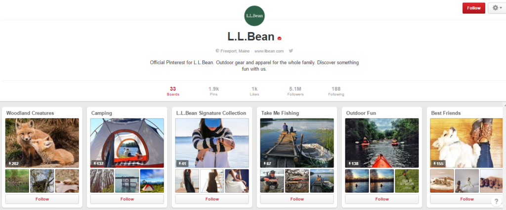 LL Bean pinteret